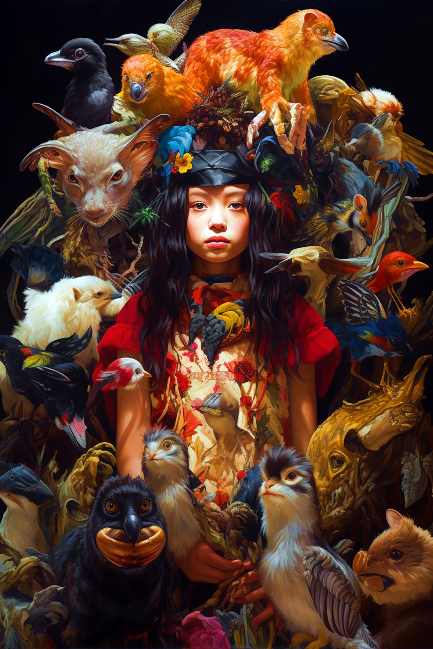 Animal Whisperer Artwork | Abstract Design with Deep Thought on Wisdom | Watercolor and Oil Painting