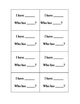 I Have… Who Has… Empty Cards