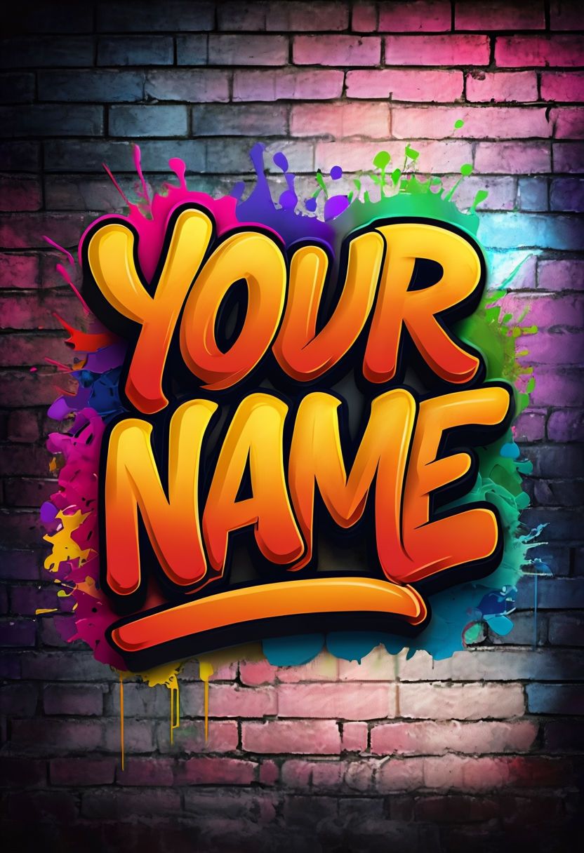 Vibrant Graffiti ‘Your Name’ Digital Art for Urban Vibes Poster – Playground
