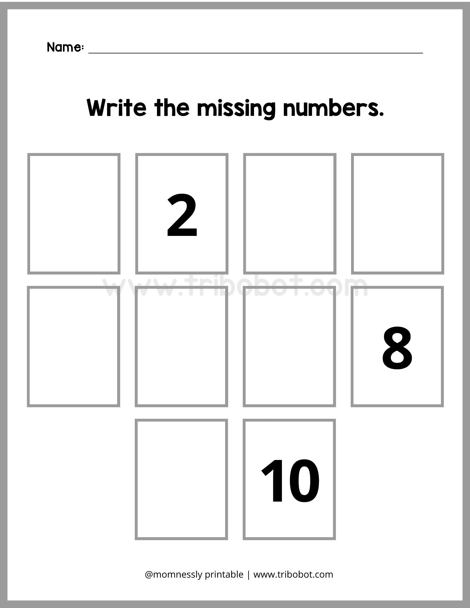 Missing Numbers Worksheets – Tribobot x Mom Nessly