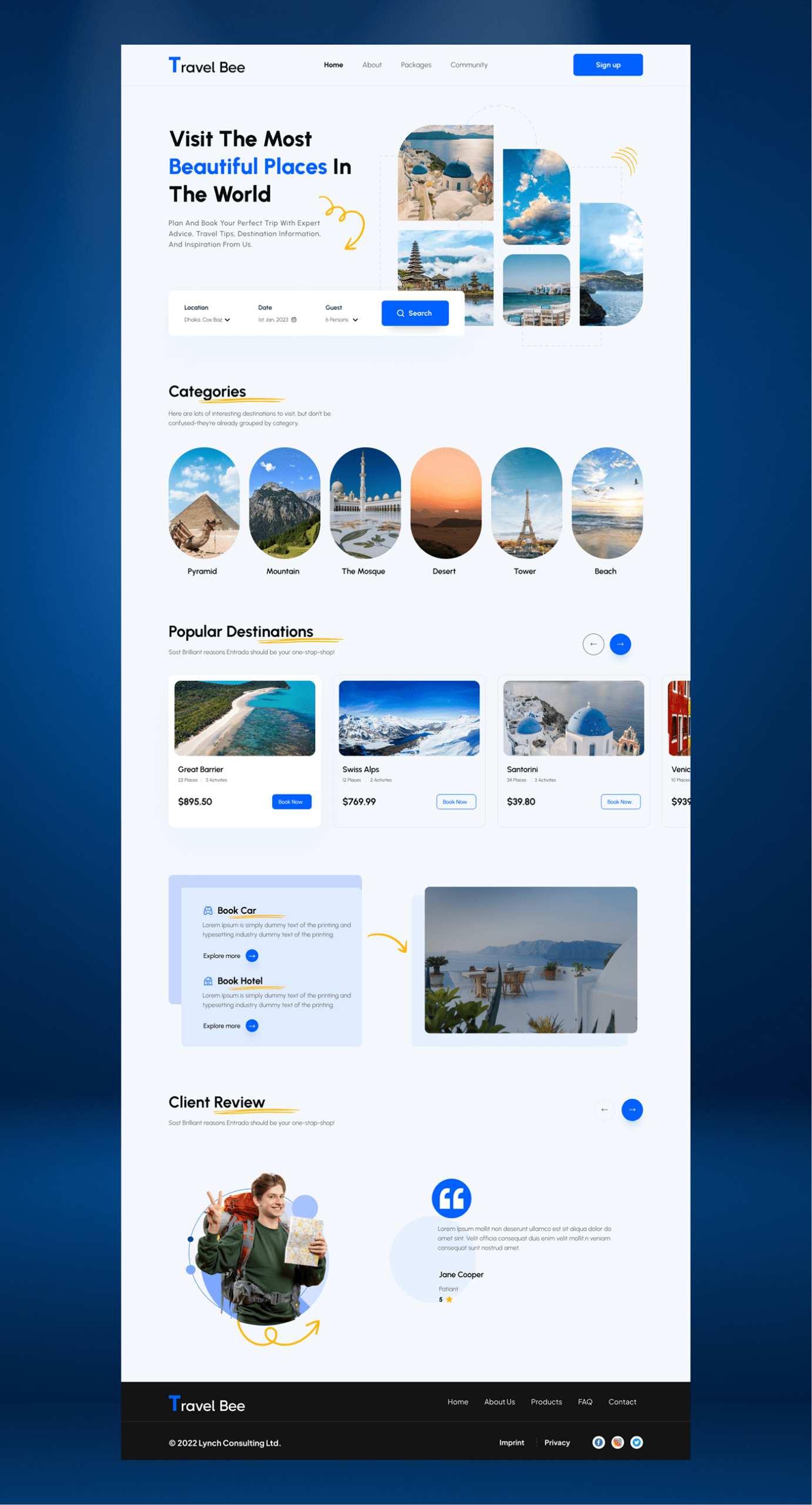 Travel Landing Page UI Design – Nusrat Jahan