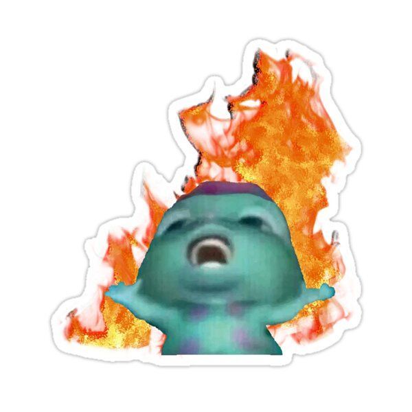 Bibble on fire – cute sticker by gillrosedraws