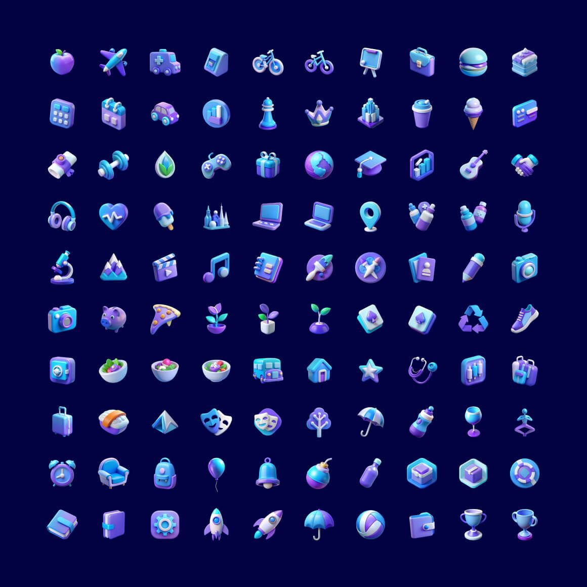 Free Set of 100 3D Icons