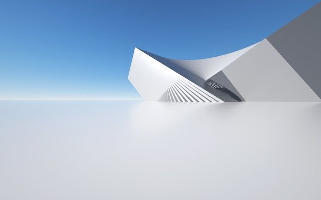 Modern building and empty floor with skyline | Premium Photo