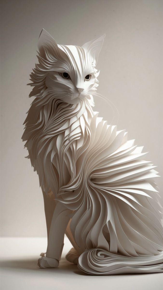 paper origami creation of a cat