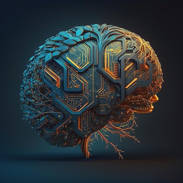 Ai generation artificial intelligence brain and special patterns | Premium AI-generated image