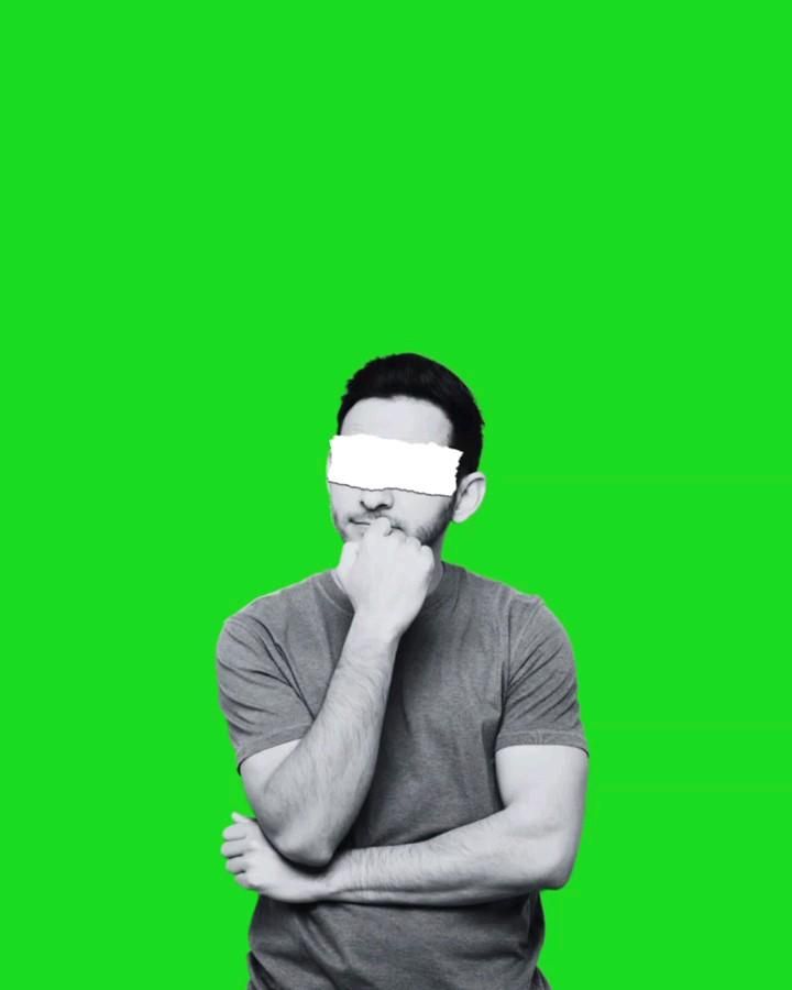 men thinking green screen photo