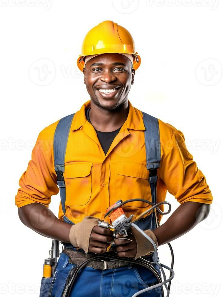 AI generated Skilled Male Electrician Fixing Wiring, AI Generated