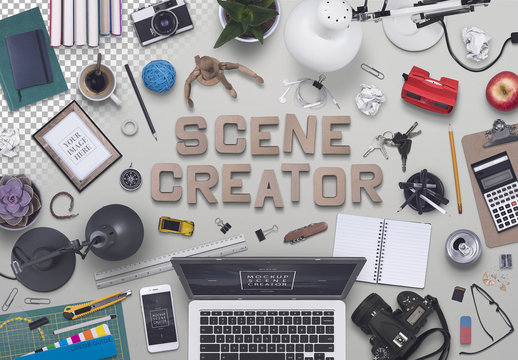 Scene Creator with 50 Desk Accessories Stock Template