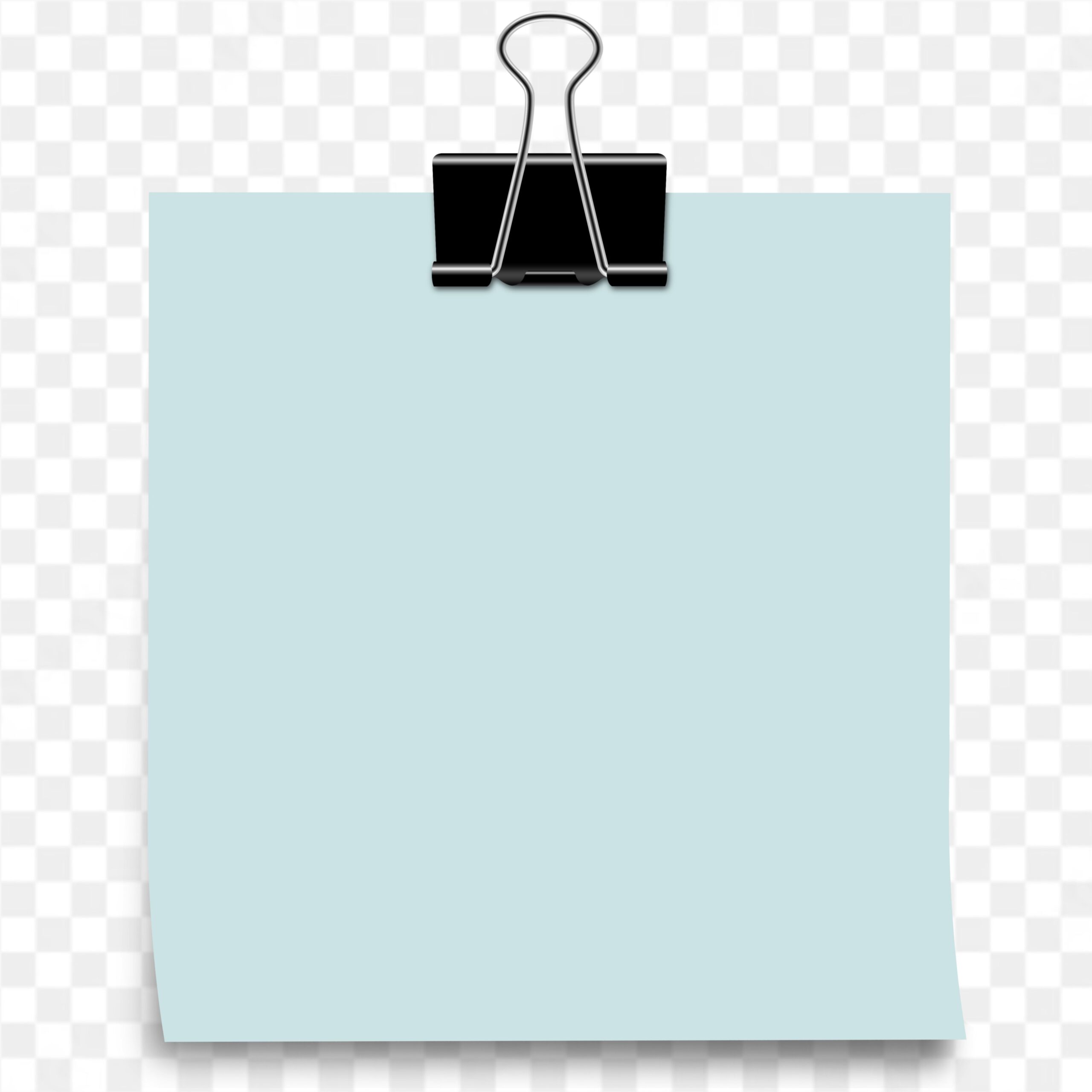 🌟🧊Realistic Blue Sticky Note & Black Binder Clip , Free PNG File for Your Creative Project🧊🌟