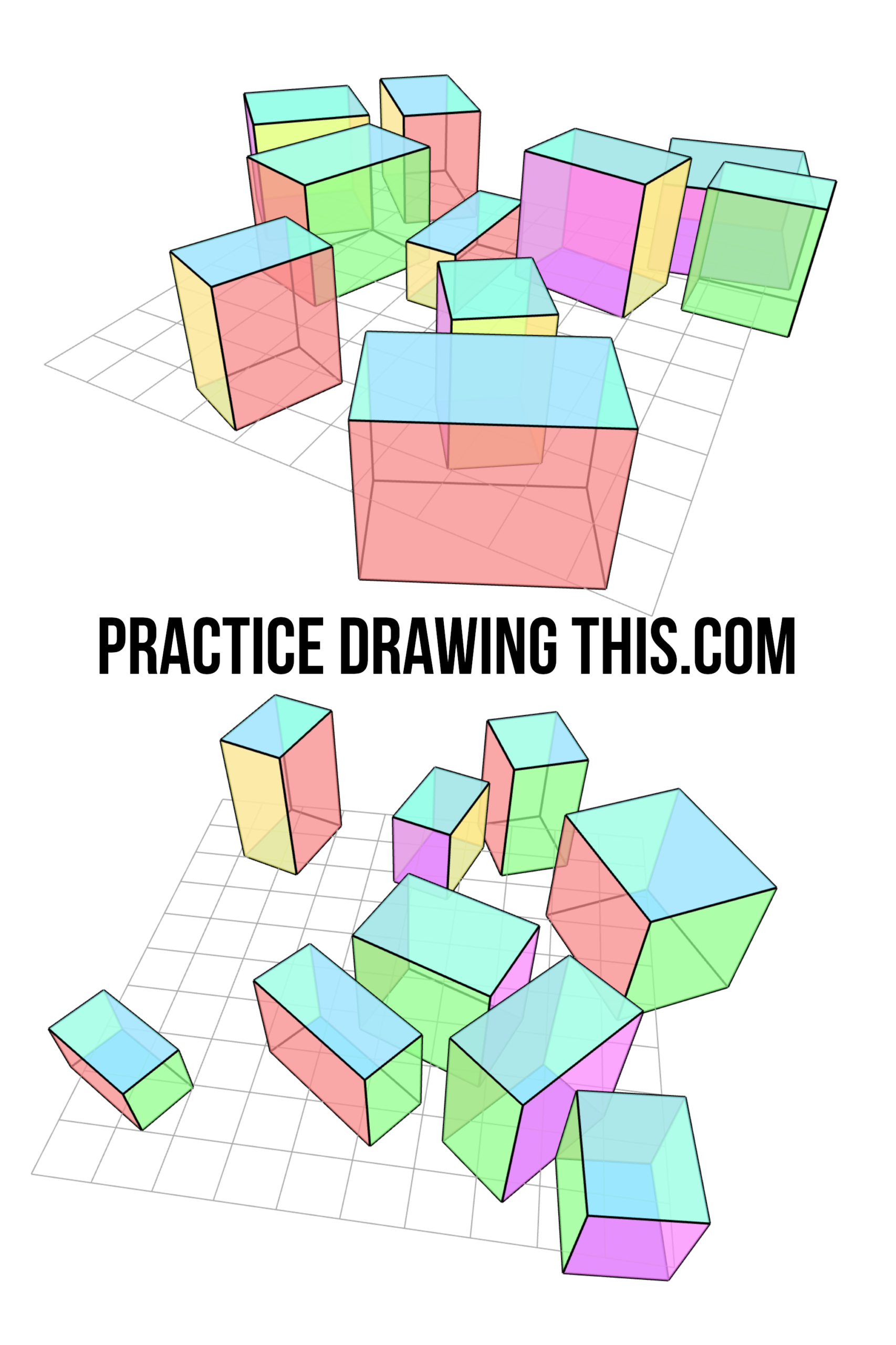 Boxes on a floor, arbitrarily rotated