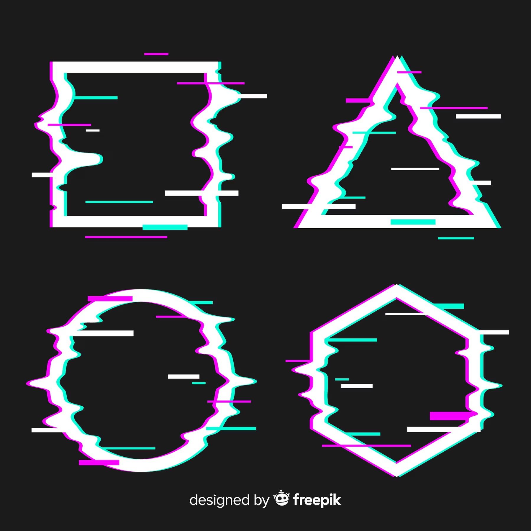 Glitch geometric shape collection | Free Vector