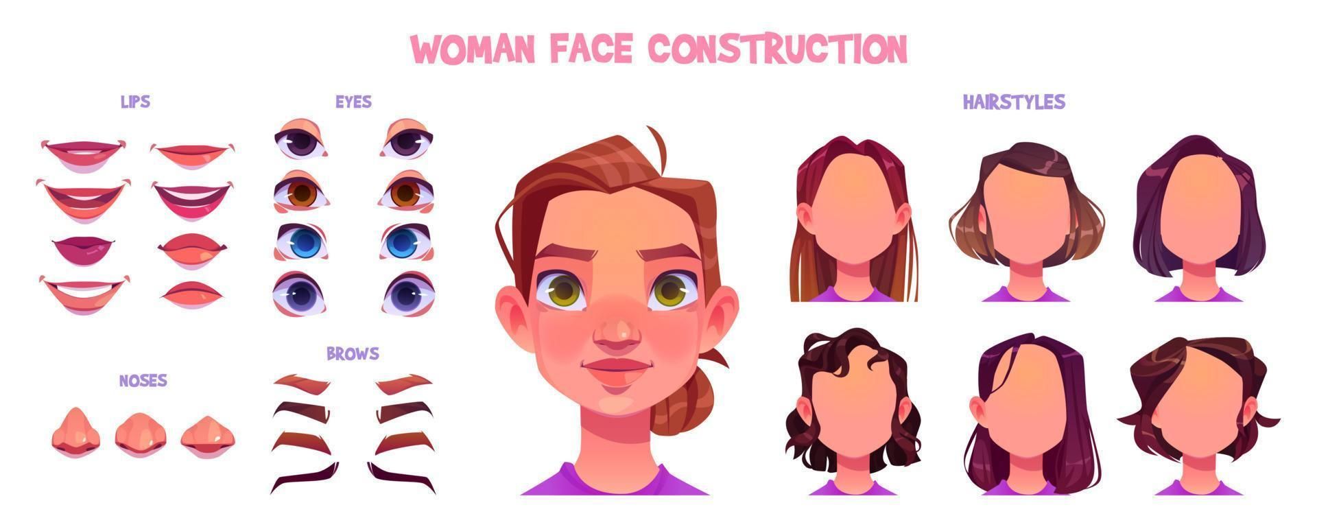 Download Woman face construction set, avatar generator for free