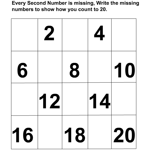 NEW 180 MISSING NUMBERS WORKSHEET 1 TO 20