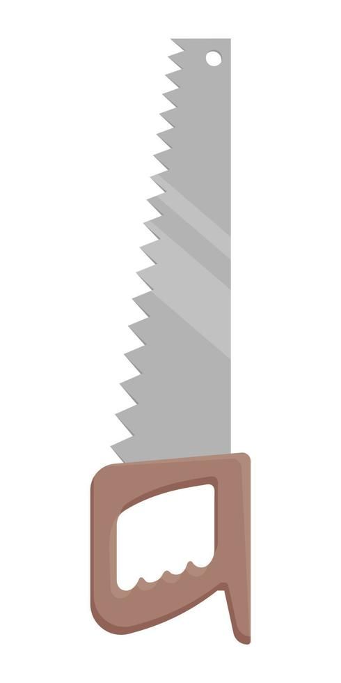 Handsaw carpentry tool with hardened teeth isolated on white background, flat icon. Repa