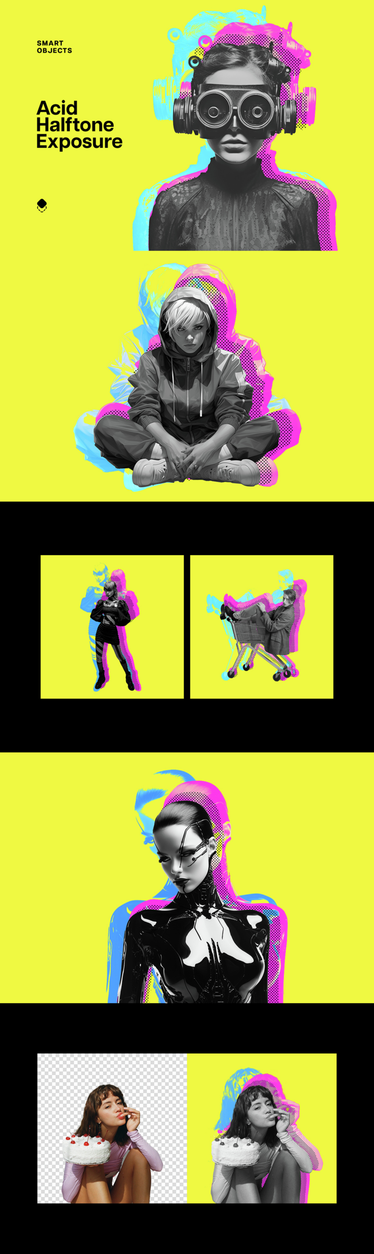 Double Halftone Exposure Photo Effect