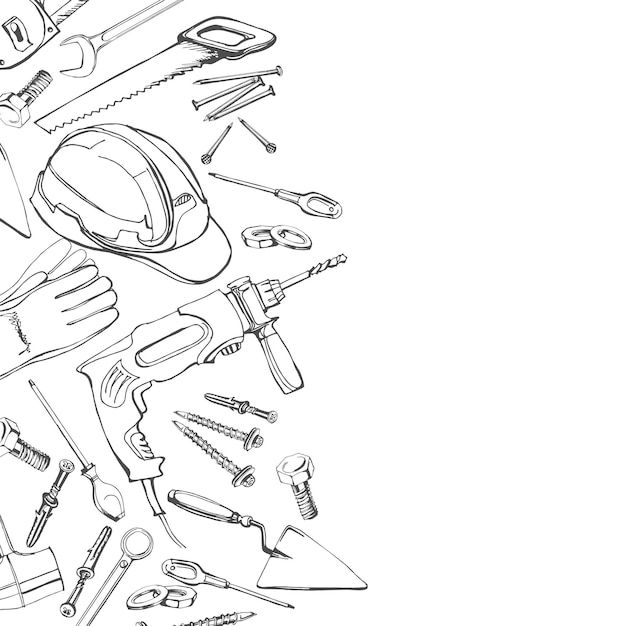 Background with construction and repair tools. vector illustration. | Premium Vector