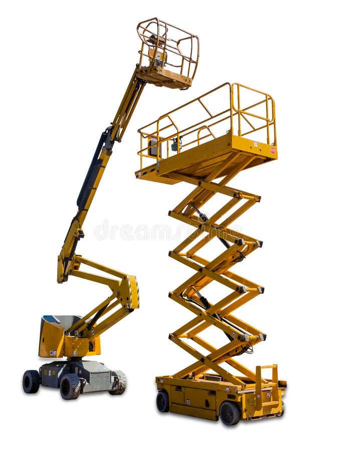 Scissor Lift and Articulated Boom Lift Stock Photo – Image of elevating, isolation: 56639932
