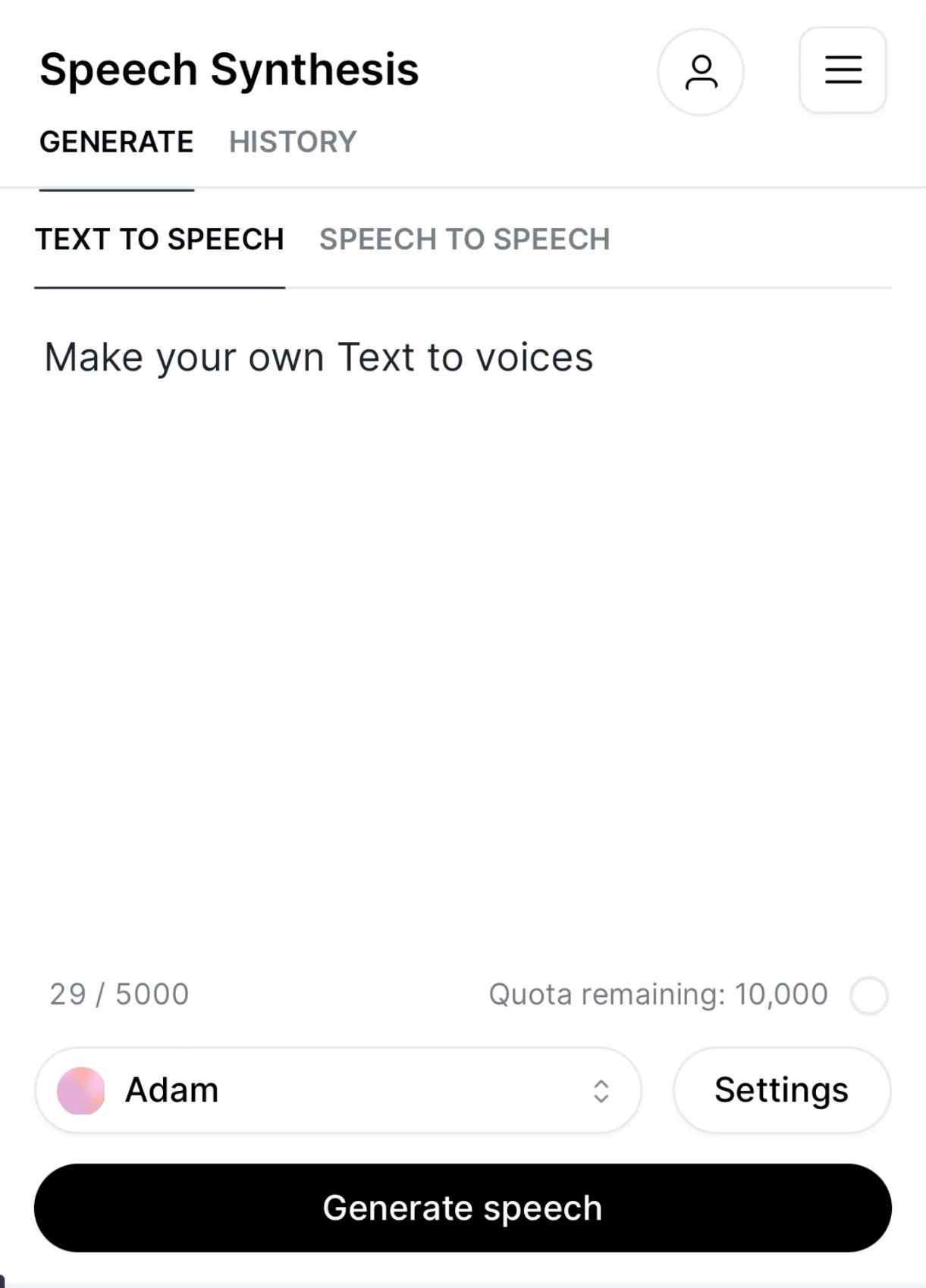 Create text to voices