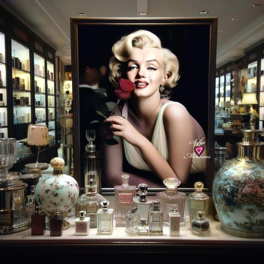 Image of Marilyn Monroe (posing in a perfumery)