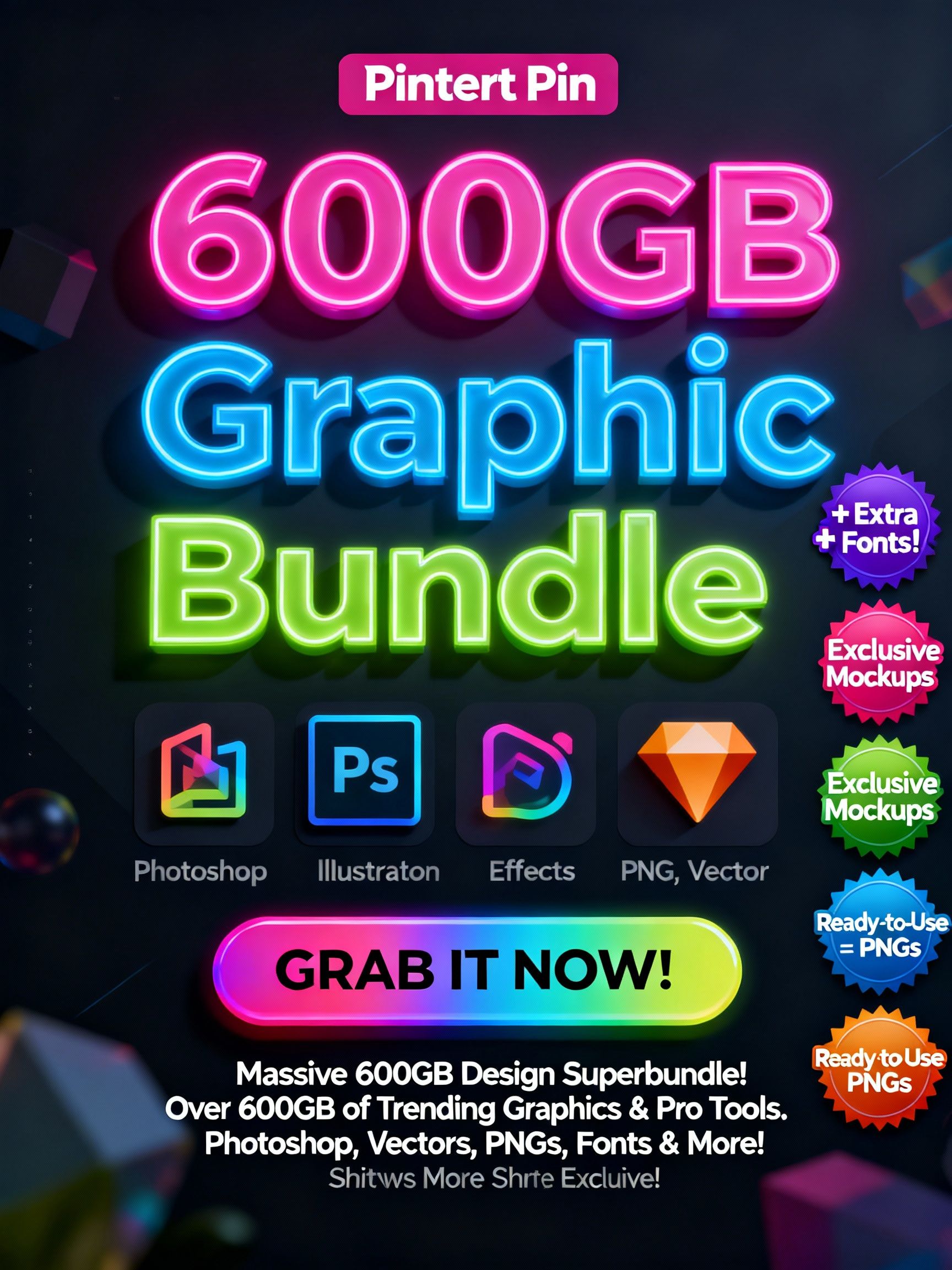 High-Quality Graphics & Fonts Bundle – 600GB+
