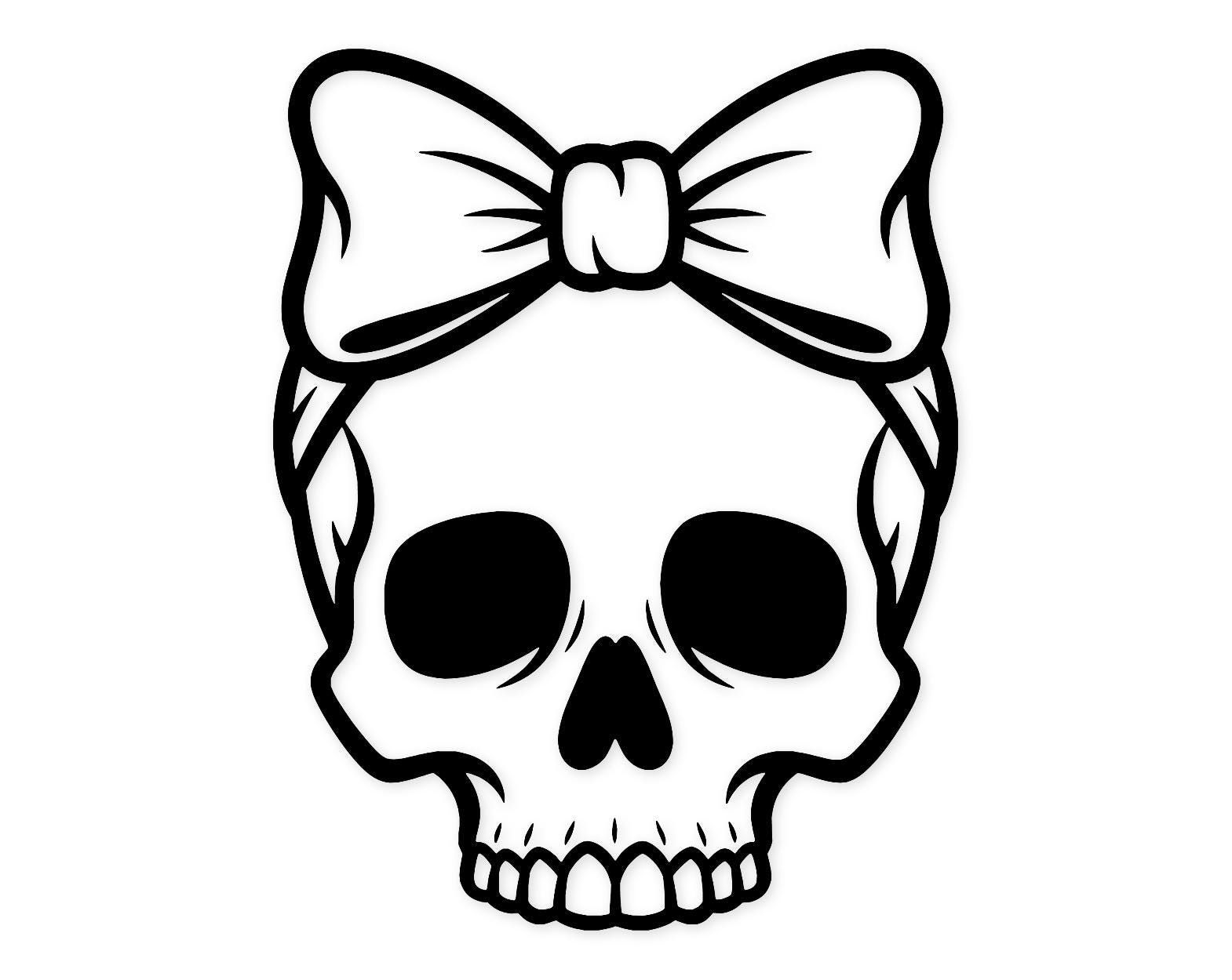 PNG Svg tête de mort avec noeud : design mignon pour des projets uniques