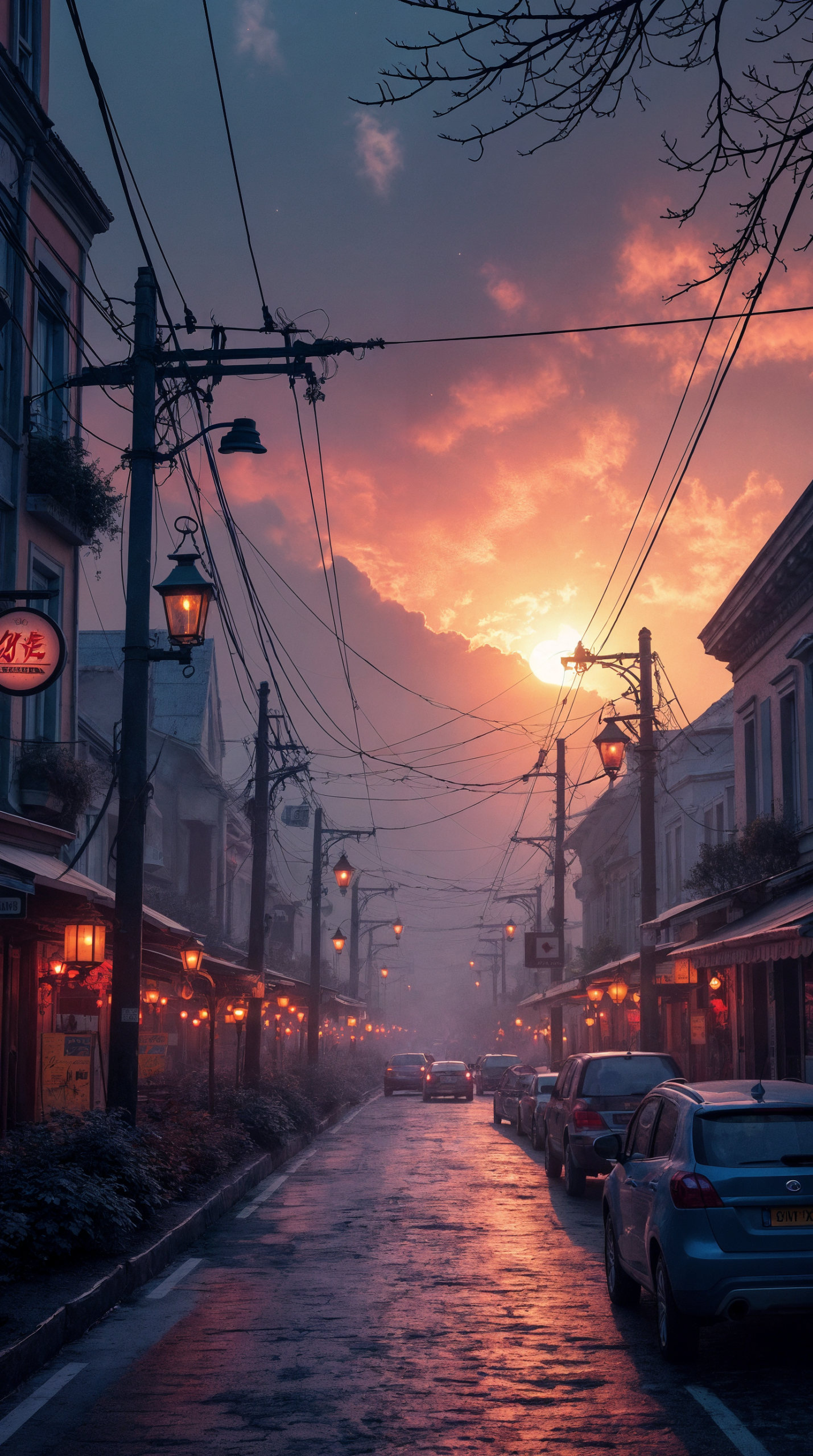 Sunrise Avenue – Digital Illustration AI Art Wallpaper 🧡