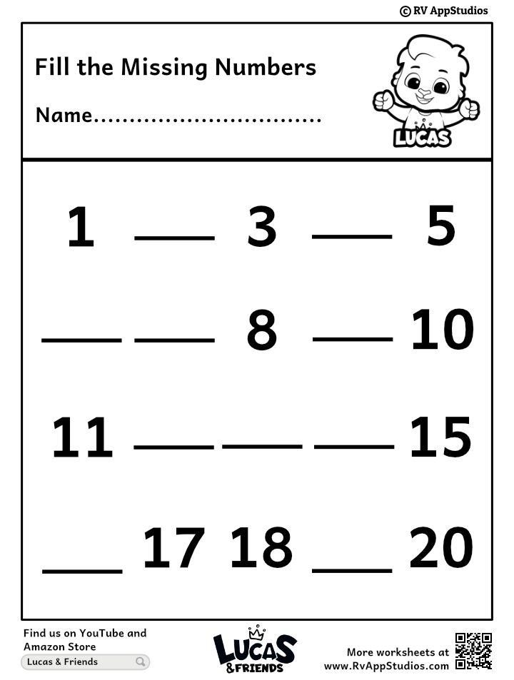 1 To 20 Worksheet For Nursery
