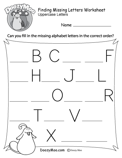Missing Letter Worksheets (Free Printables) – Doozy Moo