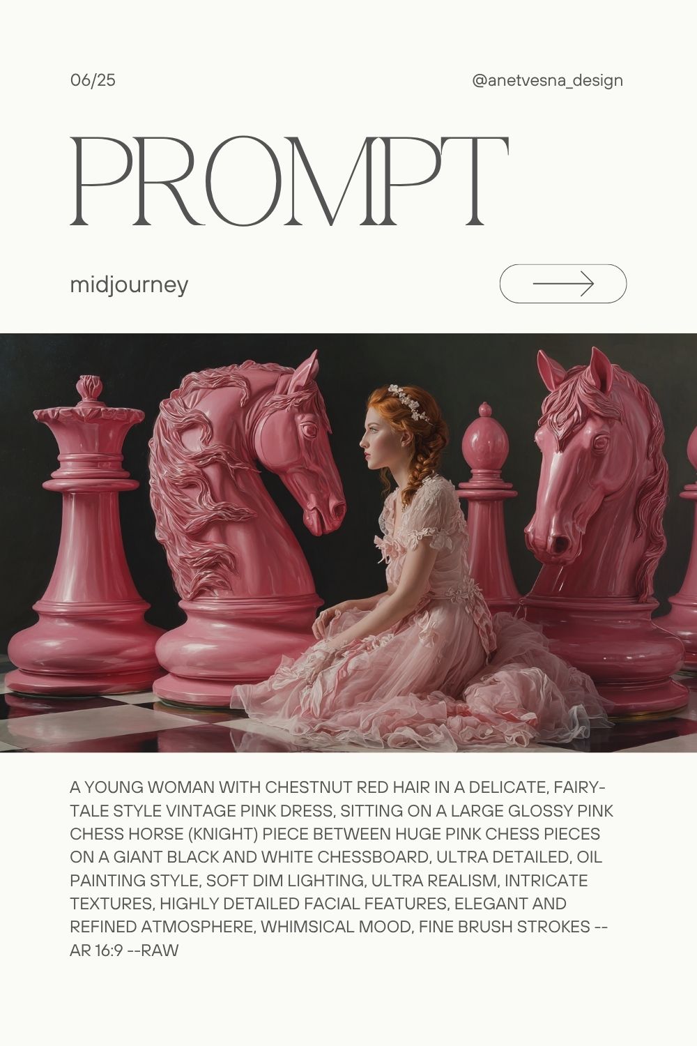 Промпт для Midjourney шахматы и девушка