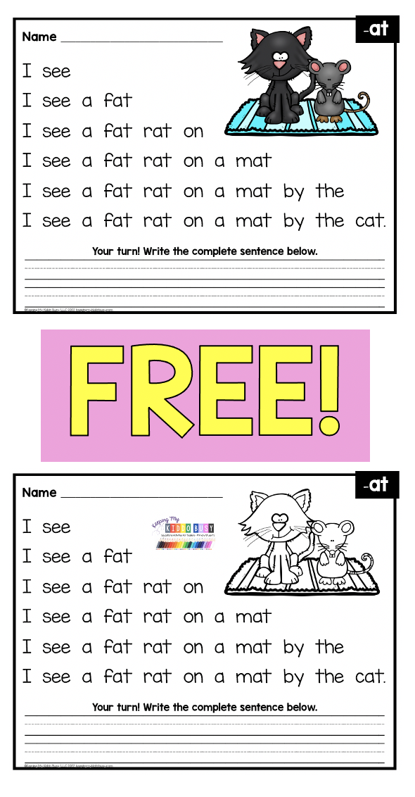 WORD FAMILY FREEBIES FOR KINDERGARTEN