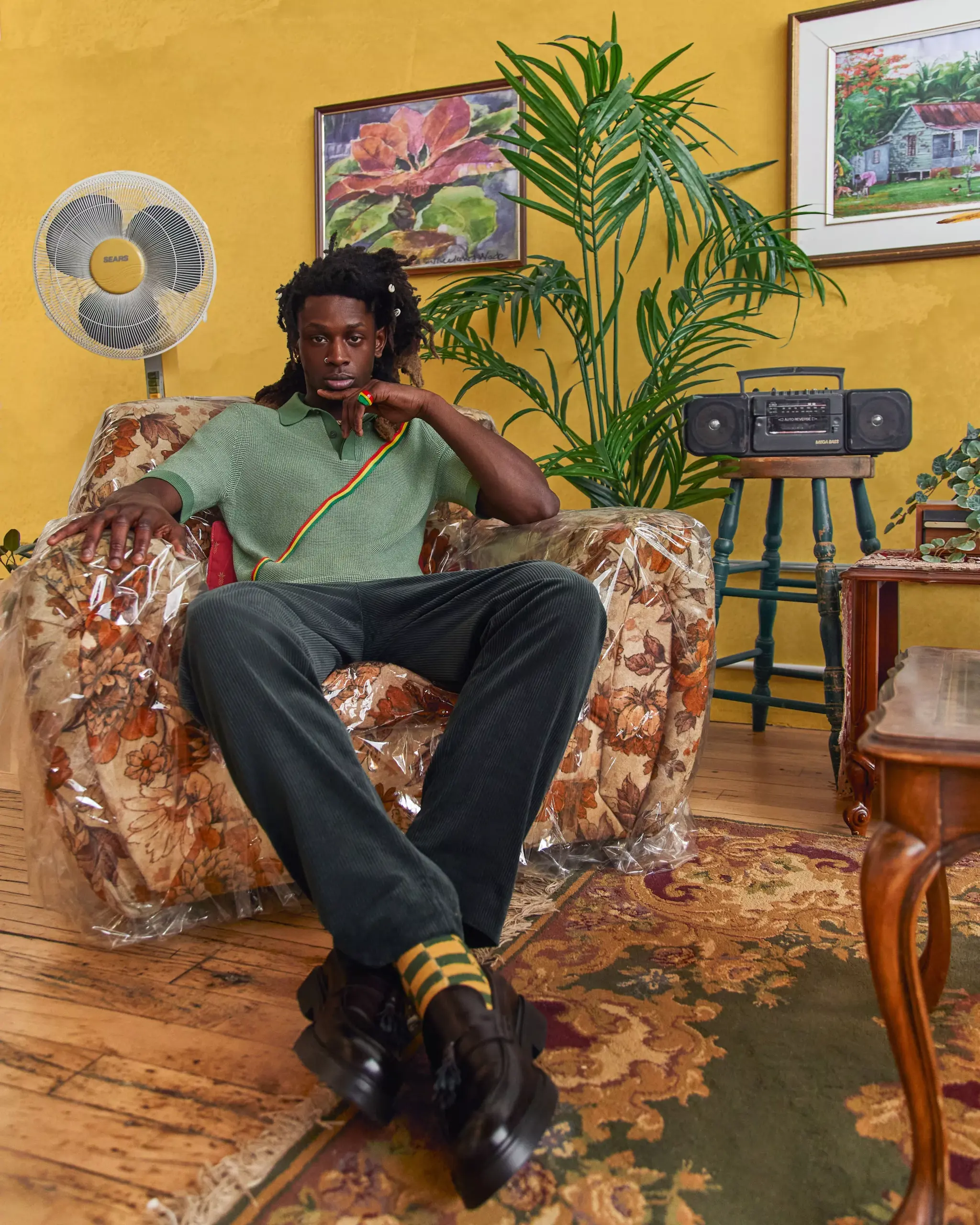 O’shane Howard reimagines nostalgic moments from his childhood in Jamaica