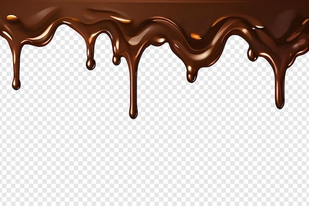 Melted dripping chocolate at the top on transparent background | Premium AI-generated PSD