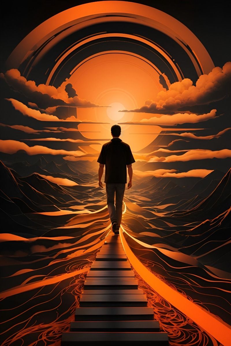 Create a powerful and motivating image for a personal development website