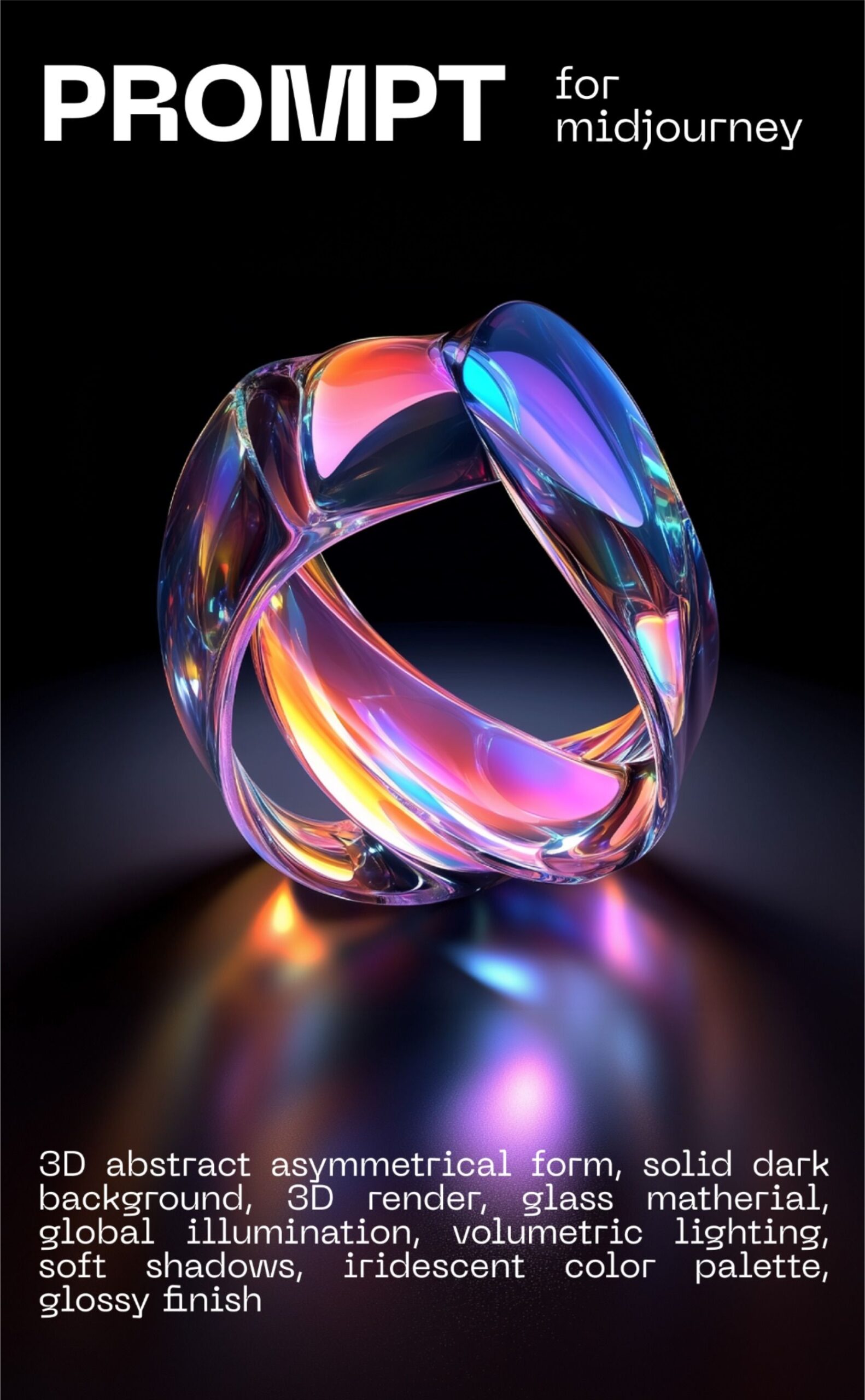 Prompt for midjourney, abstract glass shape