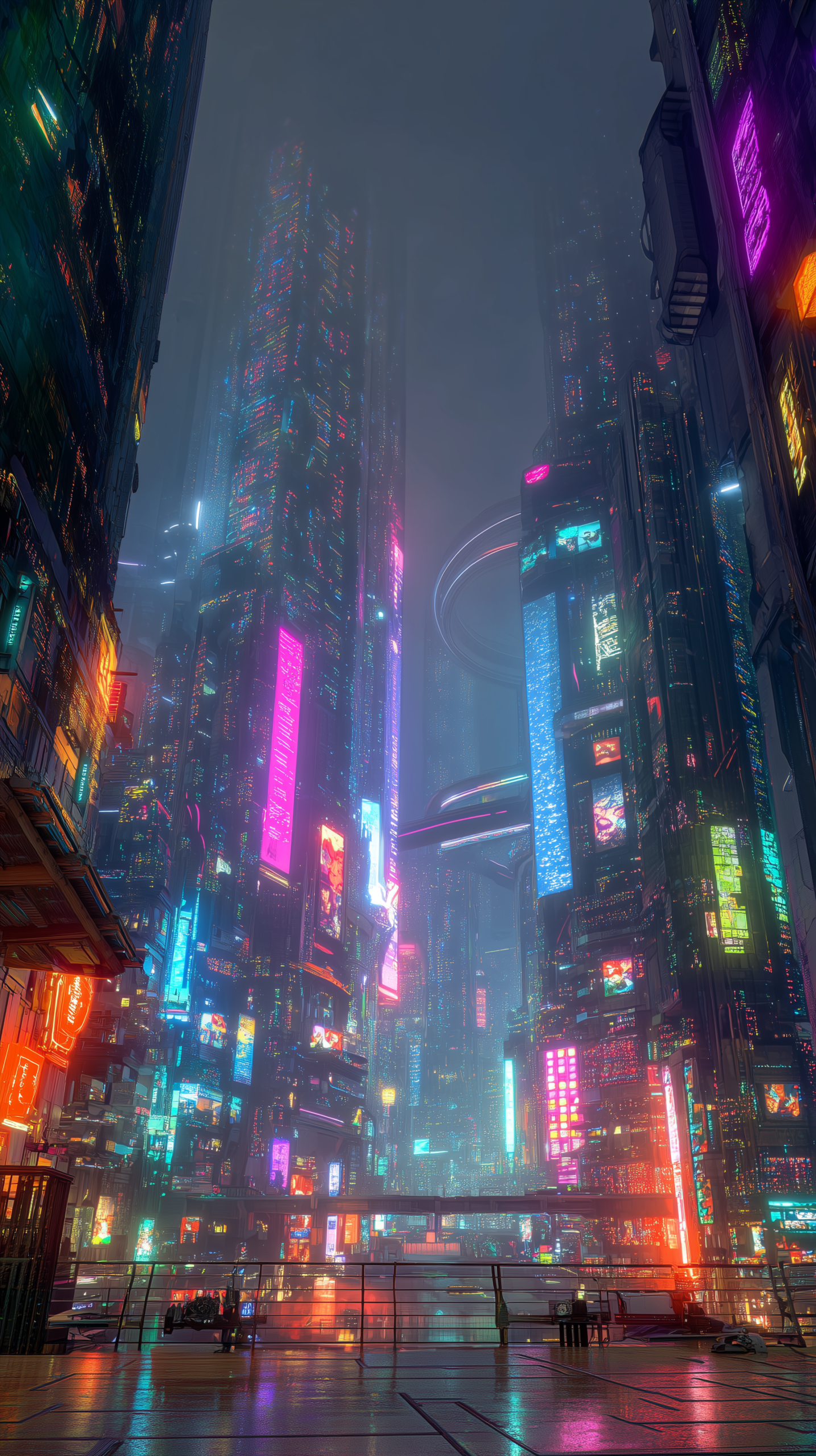 Free Download | Neon Cyberpunk City 4K Phone Wallpaper
