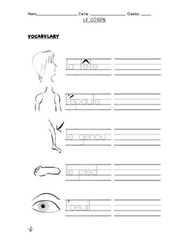 French Body PUZZLES & WORKSHEETS | Crossword, Matching, Word search + MORE