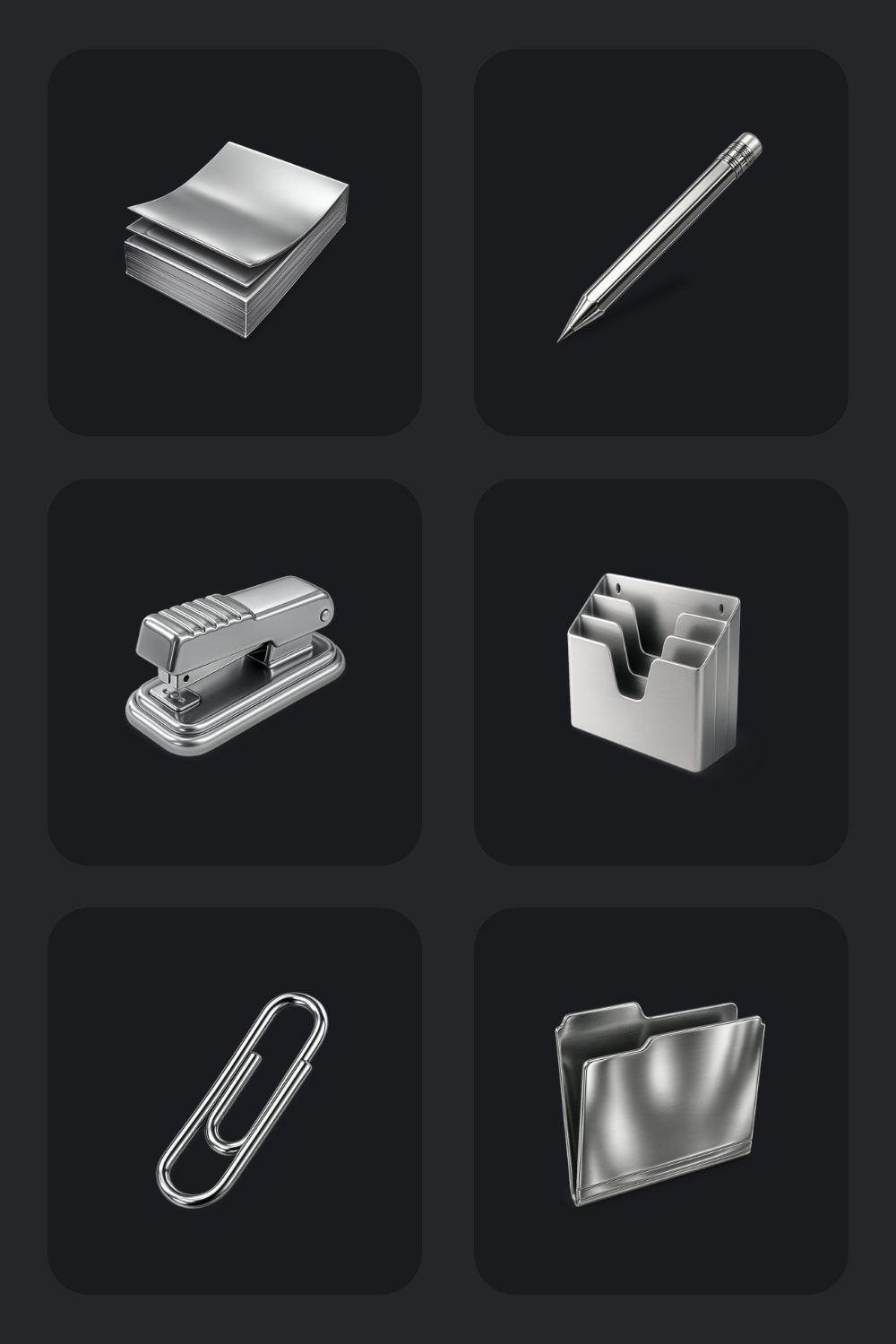 Chrome 3D Icon Library for Designers – Full Set Available on Tridicon