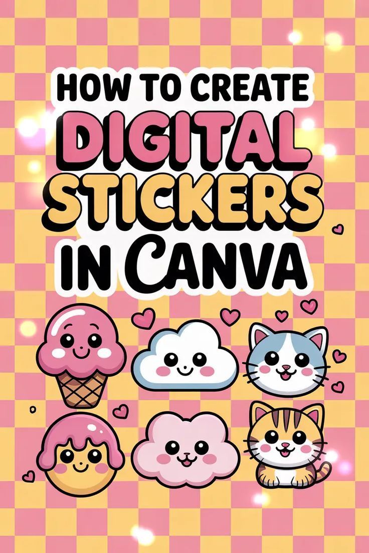 sticker sheets template | Cute Canva Digital Stickers for iPad Planners & Etsy Shops