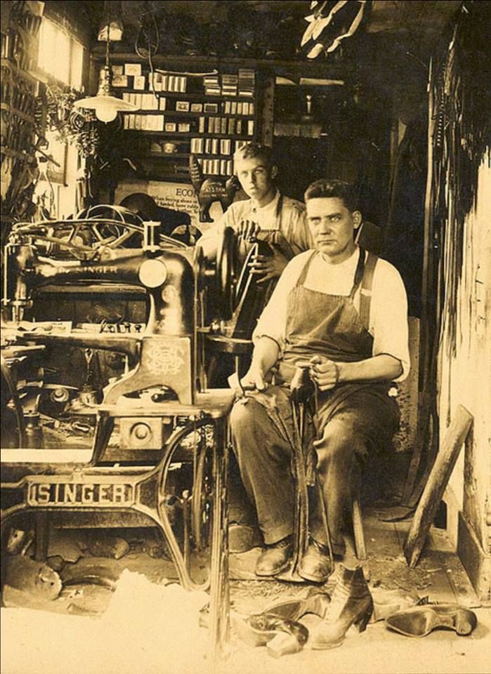Old Photographs – Charles L. Rossing with his son, Bill, in his shoe repair shop, Unionville, Connecticut, early 1900’s. | Facebook