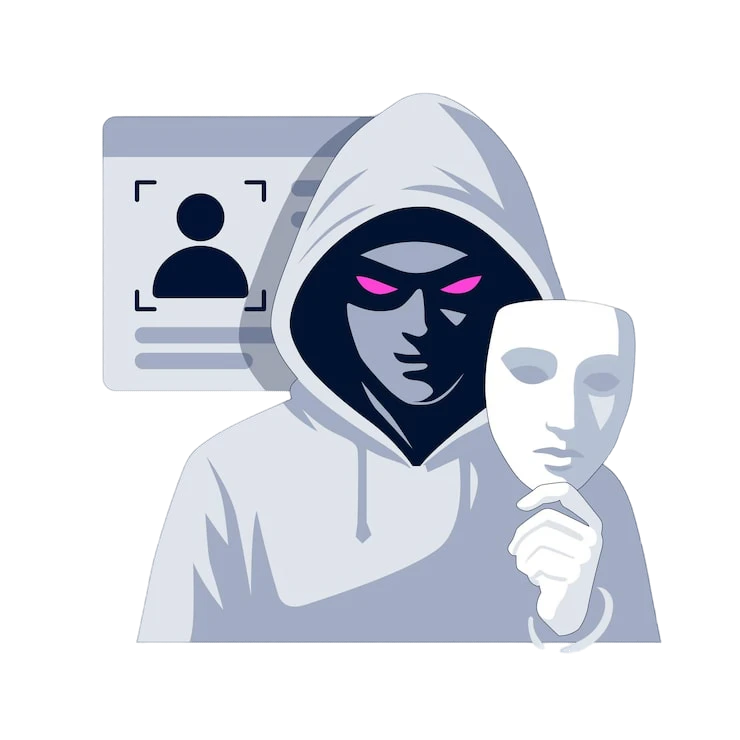 Scammer Holding Mask Transparent