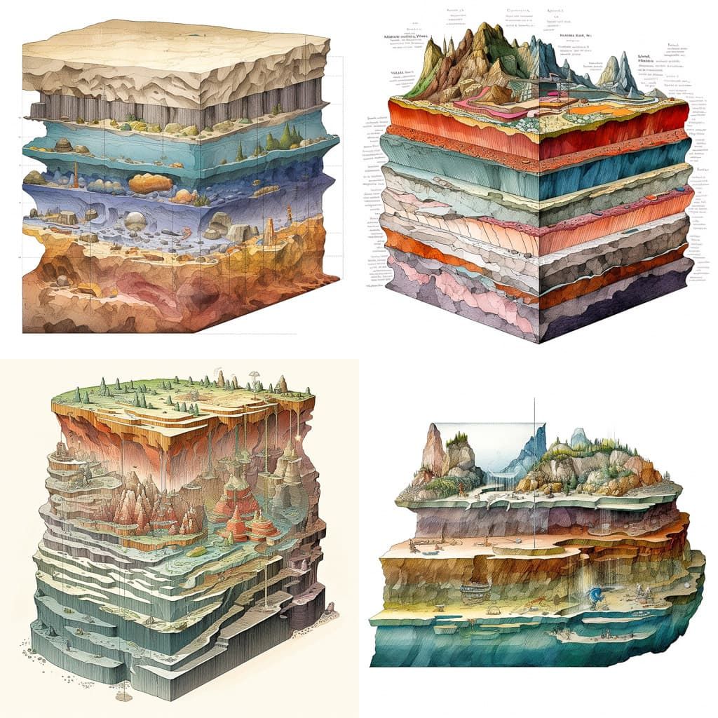 Geological cross-section Midjourney style | Andrei Kovalev’s Midlibrary 2.0