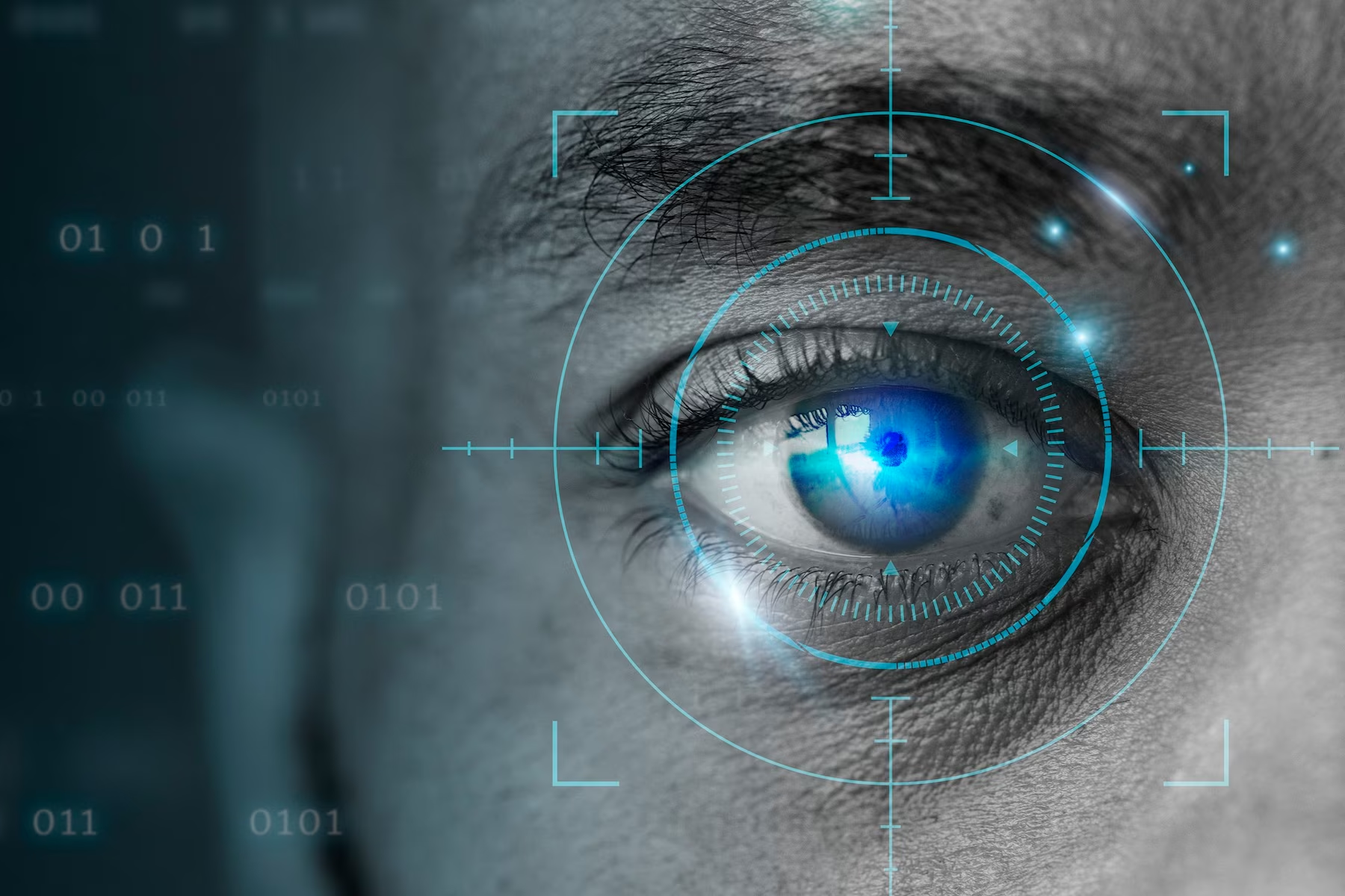 Retinal biometrics technology with man’s eye digital remix | Free Photo