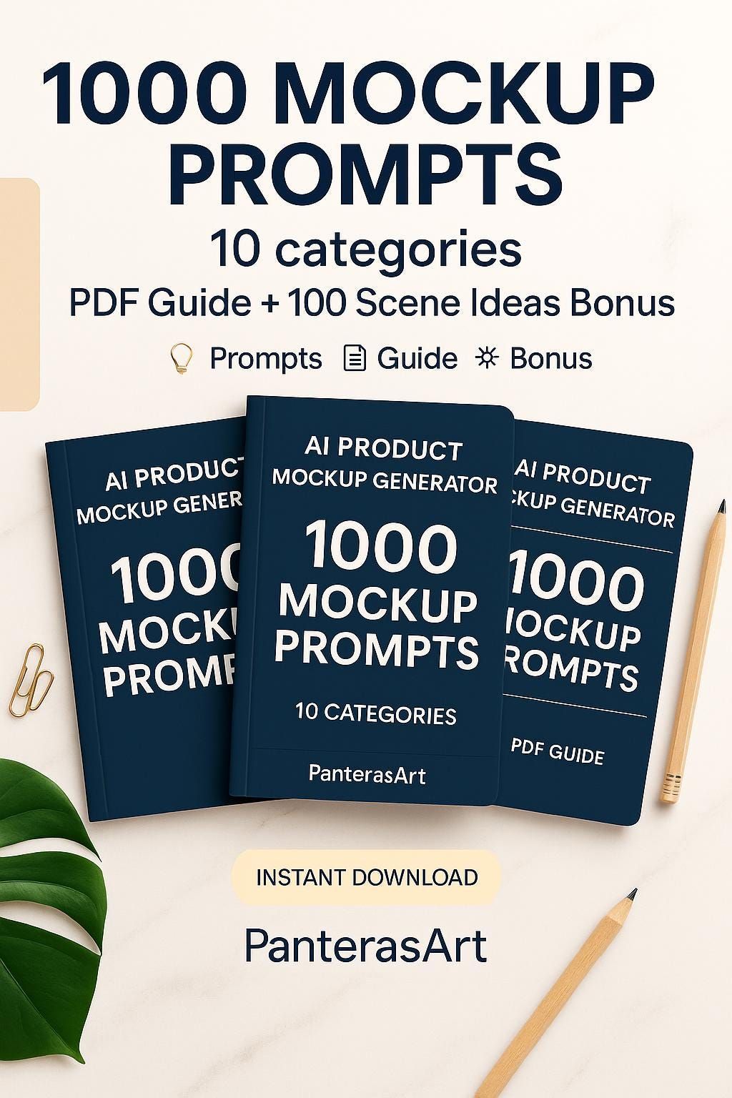 Lot de 1 000 invites de maquette IA | Idées de scènes de produits (téléchargement numérique)